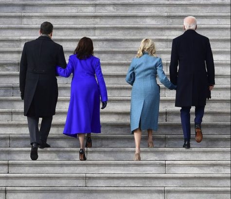 President-elect Joe Biden and his wife Jill, along with Vice President-elect Kamala Harris and her husband Douglas Emhoff walk up the steps at the U.S. Capitol as they arrive ahead of Biden’s inauguration, Wednesday, Jan. 20, 2021, in Washington. 